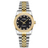 Royal Ladies Watch Gold showcasing a luxurious design with gold and silver tones and a sparkling black dial.